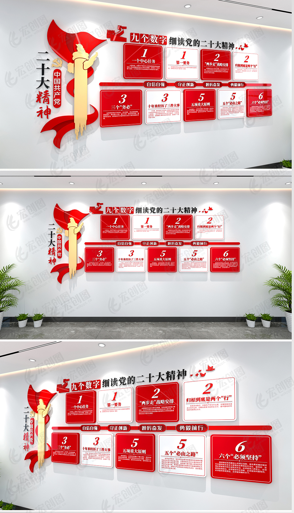 九个数字细读党的二十大精神文化墙设计图